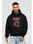Spiderman (18) Ön Baskılı Siyah Oversize Kapüşonlu Sweatshirt Erkek Kadın 1