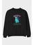 Psychocat Ön Baskılı Siyah Oversize Sweatshirt Erkek Kadın Bisiklet Yaka 1