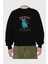 Psychocat Ön Baskılı Siyah Oversize Sweatshirt Erkek Kadın Bisiklet Yaka 2