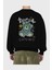 Too Cool Bear Arka Baskılı Siyah Oversize Sweatshirt Erkek Kadın Bisiklet Yaka 2