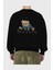 Teddy Bear Big Deal Arka Baskılı Siyah Oversize Sweatshirt Erkek Kadın Bisiklet Yaka 2