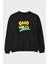 Good Vibes (2) Ön Baskılı Siyah Oversize Sweatshirt Erkek Kadın Bisiklet Yaka 1