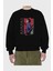 Jaeger Ön Baskılı Siyah Oversize Sweatshirt Erkek Kadın Bisiklet Yaka 2