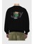 Teddy Bear Joy Arka Baskılı Siyah Oversize Sweatshirt Erkek Kadın Bisiklet Yaka 2