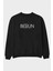 Berlin Ön Baskılı Siyah Oversize Sweatshirt Erkek Kadın Bisiklet Yaka 1