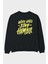 Word Hard Yazılı Arka Baskılı Siyah Oversize Sweatshirt Erkek Kadın Bisiklet Yaka 1