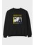 Generation Yazılı Ön Baskılı Siyah Oversize Sweatshirt Erkek Kadın Bisiklet Yaka 1