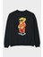 Teddy Bear Kodes Arka Baskılı Siyah Oversize Sweatshirt Erkek Kadın Bisiklet Yaka 1