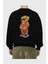 Teddy Bear Kodes Arka Baskılı Siyah Oversize Sweatshirt Erkek Kadın Bisiklet Yaka 2
