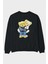 Teddy Bear Lift You Up Arka Baskılı Siyah Oversize Sweatshirt Erkek Kadın Bisiklet Yaka 1