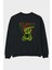The World Is Mine Bear Arka Baskılı Siyah Oversize Sweatshirt Erkek Kadın Bisiklet Yaka 1