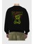 The World Is Mine Bear Arka Baskılı Siyah Oversize Sweatshirt Erkek Kadın Bisiklet Yaka 2