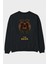 The Bear 2 Arka Baskılı Siyah Oversize Sweatshirt Erkek Kadın Bisiklet Yaka 1