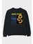 Sunflower Arka Baskılı Siyah Oversize Sweatshirt Erkek Kadın Bisiklet Yaka 1