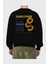 Sunflower Arka Baskılı Siyah Oversize Sweatshirt Erkek Kadın Bisiklet Yaka 2