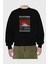 Fujiyama Japan Ön Baskılı Siyah Oversize Sweatshirt Erkek Kadın Bisiklet Yaka 2