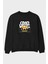 Good Vibes Yazılı 4 Ön Baskılı Siyah Oversize Sweatshirt Erkek Kadın Bisiklet Yaka 1