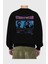 Streetwear Visionary Arka Baskılı Siyah Oversize Sweatshirt Erkek Kadın Bisiklet Yaka 2