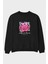 Love Is Divine Bear Ön Baskılı Siyah Oversize Sweatshirt Erkek Kadın Bisiklet Yaka 1