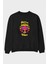 Cat Retro Vibes Ön Baskılı Siyah Oversize Sweatshirt Erkek Kadın Bisiklet Yaka 1