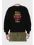 Cat Retro Vibes Ön Baskılı Siyah Oversize Sweatshirt Erkek Kadın Bisiklet Yaka 2