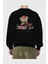 Teddy Bear Ready Set Go Arka Baskılı Siyah Oversize Sweatshirt Erkek Kadın Bisiklet Yaka 2