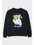 Teddy Bear Take It Easy Arka Baskılı Siyah Oversize Sweatshirt Erkek Kadın Bisiklet Yaka 1