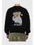 Teddy Bear Take It Easy Arka Baskılı Siyah Oversize Sweatshirt Erkek Kadın Bisiklet Yaka 2