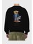 Teddy Bear Move On Arka Baskılı Siyah Oversize Sweatshirt Erkek Kadın Bisiklet Yaka 2