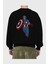 Star And Stripes Hero Arka Baskılı Siyah Oversize Sweatshirt Erkek Kadın Bisiklet Yaka 2