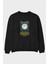 Full Moon Yazılı Ön Baskılı Siyah Oversize Sweatshirt Erkek Kadın Bisiklet Yaka 1