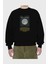 Full Moon Yazılı Ön Baskılı Siyah Oversize Sweatshirt Erkek Kadın Bisiklet Yaka 2