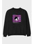 Distortion Ön Baskılı Siyah Oversize Sweatshirt Erkek Kadın Bisiklet Yaka 1