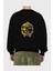 Smiley Nerd Arka Baskılı Siyah Oversize Sweatshirt Erkek Kadın Bisiklet Yaka 2