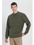 Loose Fit Rahat Kesim Bisiklet Yaka Zeytin Yeşili Sweatshirt 2