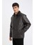 Regular Fit Gömlek Yaka Çıtçıtlı Suni Deri Mont C4860AX24WN 5