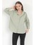 Kadın Yeşil Uzun Kollu Basic Pamuklu Oversize Gömlek - 3900 6