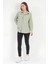 Kadın Yeşil Uzun Kollu Basic Pamuklu Oversize Gömlek - 3900 8