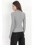 Kadın Gri Balıkçı Yaka Fitilli Triko Body - 4054-3 4