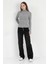 Kadın Gri Balıkçı Yaka Fitilli Triko Body - 4054-3 7