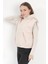 Kadın Bej Kolsuz Kapüşonlu Kanguru Cepli Oversize 3 İp Sweatshirt Hoodie - 2522 4