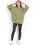 Kadın Yeşil Üç İplik Pamuklu Ribanalı Bisiklet Yaka Oversize Sweatshirt - 2523 2