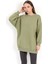 Kadın Yeşil Üç İplik Pamuklu Ribanalı Bisiklet Yaka Oversize Sweatshirt - 2523 5