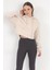 Kadın Bej Kapüşonlu Ribana Detaylı Üç İp Oversize Crop Sweatshirt Hoodie - 2543 3