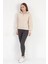 Kadın Bej Pamuklu Yarım Fermuarlı 3 İp Şardonlu Sweatshirt - 2512 6