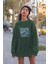 Watercolor Kedi Baskılı Oversize Kadın Sweatshirt 22753 3