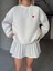 0 Yaka Kalp Nakışlı Kadın Sweatshirt 1