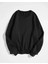 Siyah Renkli Oversize Bisiklet Yaka Şardonlu Sweatshirt 1