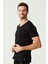 90001 Erkek Battal 2'li V Yaka T-Shirt-Siyah 3