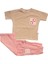 Kız Çocuk Bej Pembe Keten Pantalonlu Papatyalı 2 Li Takım 1